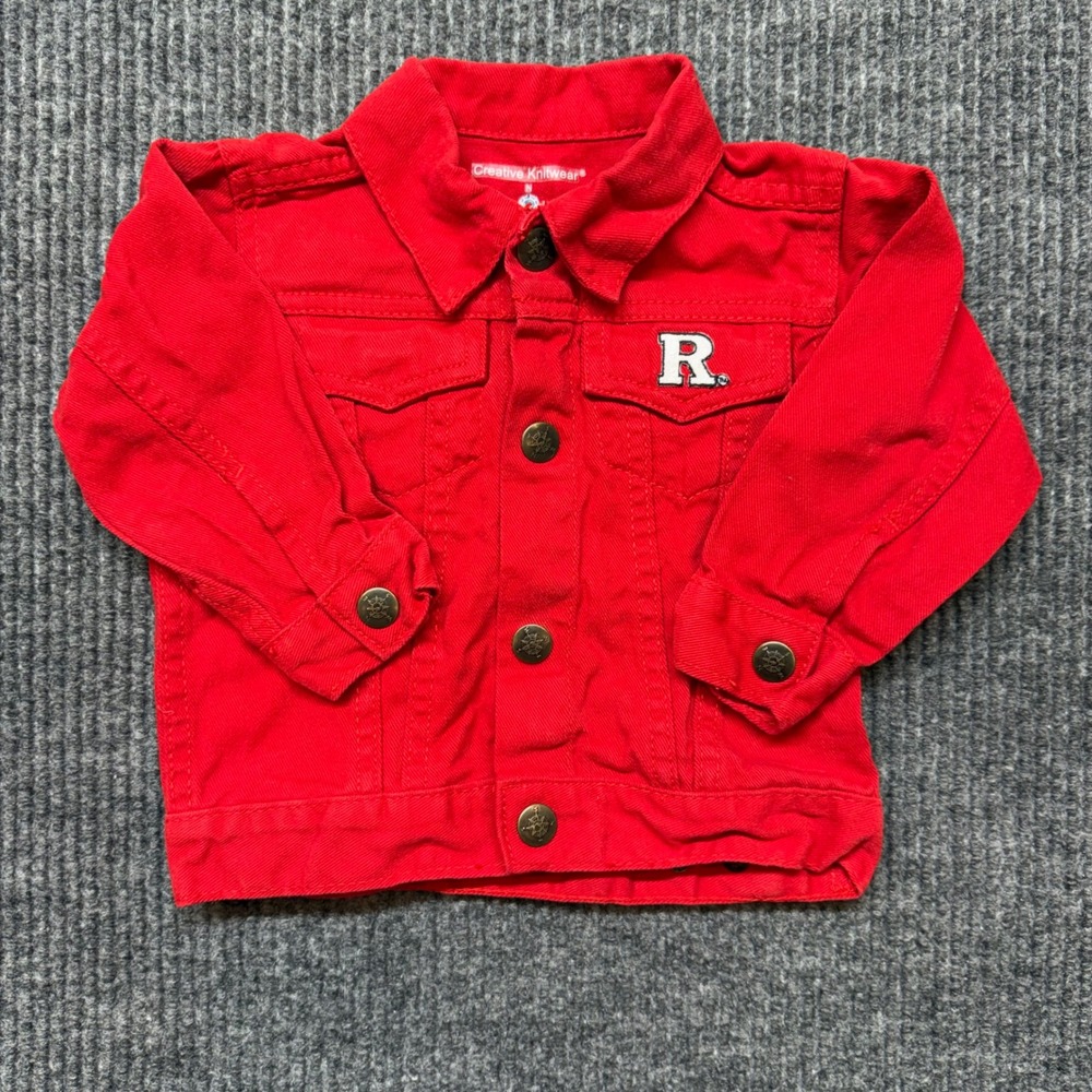 Rutgers Baby Denim Jacket‎ 18M Red Varsity Patch Collegiate Vintage Style